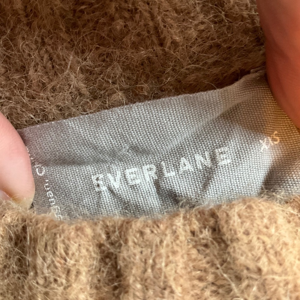 EVERLANE Mock‎ Neck Ribbed Trim Alpaca Blend Sweater Camel XXS - Picture 2 of 7